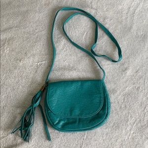 Blue faux leather crossbody purse